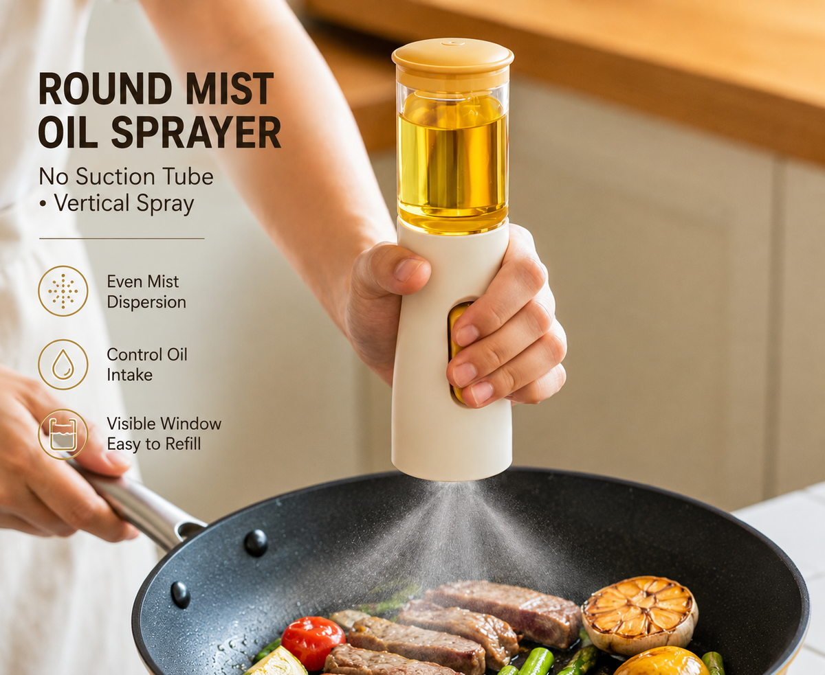 Fine Mist Oil Sprayer – Refillable Glass Bottle for Healthier Cooking