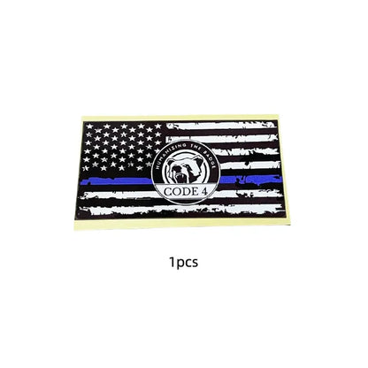 Code 4 Thin Blue Line Flag Sticker – Honor Respect Support, Weatherproof UV Fade-Resistant Vinyl| Car Truck Laptop Helmet | Back the Blue Cop Gift