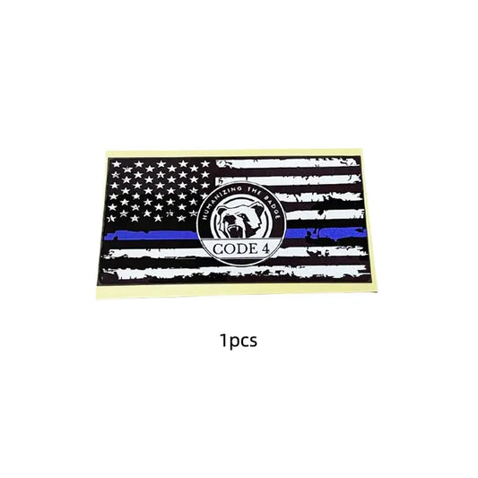 Code 4 Thin Blue Line Flag Sticker – Honor Respect Support, Weatherproof UV Fade-Resistant Vinyl| Car Truck Laptop Helmet | Back the Blue Cop Gift