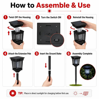 Solar Mosquito Zapper Garden Light – 2-in-1 UV Bug Killer + Pathway Lamp | IP65 Waterproof, Auto Dusk-to-Dawn