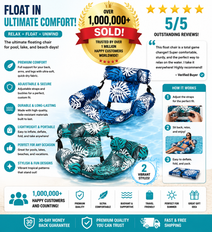 Inflatable Pool Floats Adult, 2 Packs / 1 Pack Floating Lounge Chairs, Blow up Pool Noodles for Adult Heavy Duty, Floating Chair for Party Summer Water Beach Lake Fun Summervibes