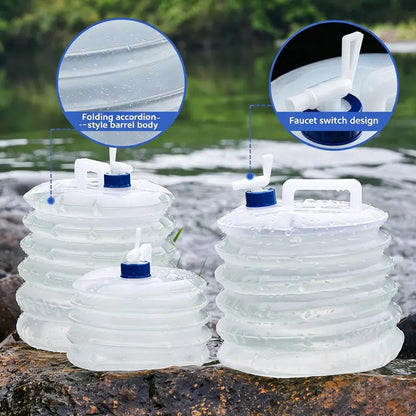 Collapsible Water Container with Faucet & Handle - Portable Camping Bucket for Outdoor