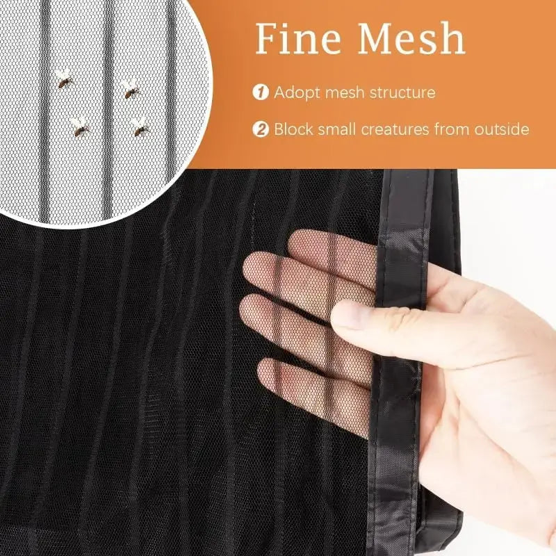 Mesh Mosquito Screen Door Curtain for Sliding Screen Doors, 72"x80" - 34 Pieces Magnets, Self-Adhesive Hook Tape, Hands-Free Easy Passage, Breathable, Portable, Easy to Clean for Balcony, Bedroom, Children's Room