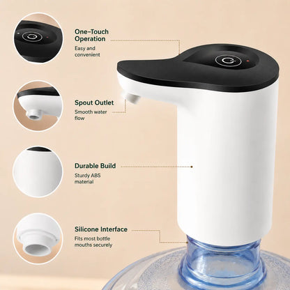 1 Count Smart Water Bottle Dispenser Pump, One-Touch Operation Low Noise Leak-Proof Design for Home Office Daily Use