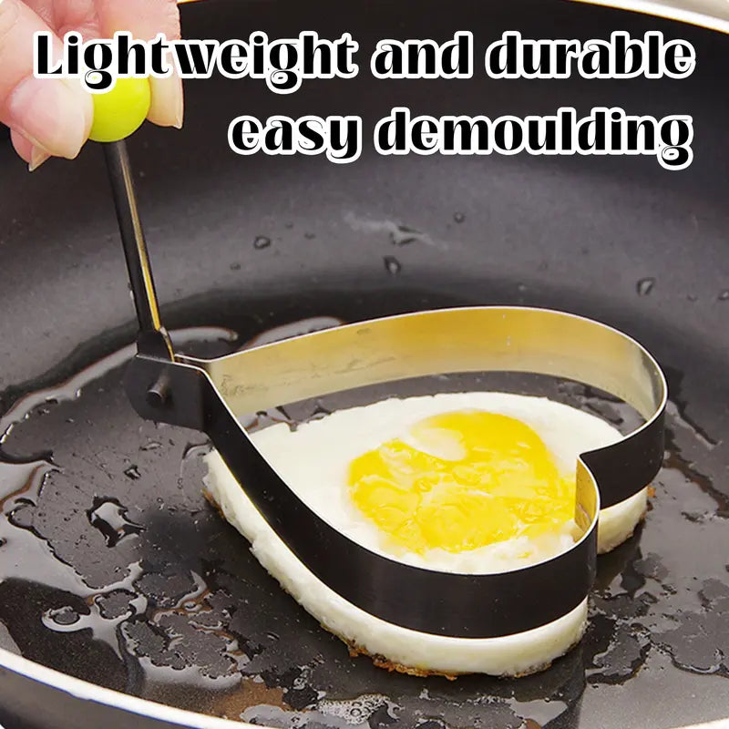Stainless Steel Fried Egg Mold Rings 5-Piece Set with Anti-Scald Handle