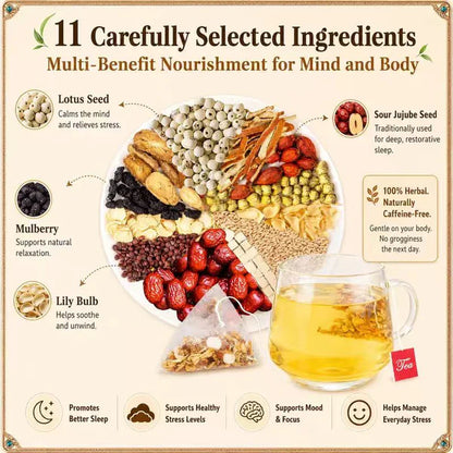 Treecode Zaoren Lianzi Goodnight Tea – Natural Deep Sleep Herbal Tea (30/60/120 Bags)