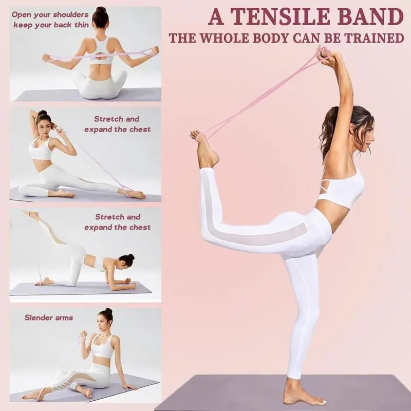 Figure-8 Silicone Resistance Band – Portable Elastic Exercise Band for Yoga & Home Gym