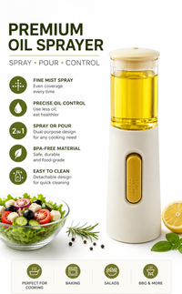 Fine Mist Oil Sprayer – Refillable Glass Bottle for Healthier Cooking