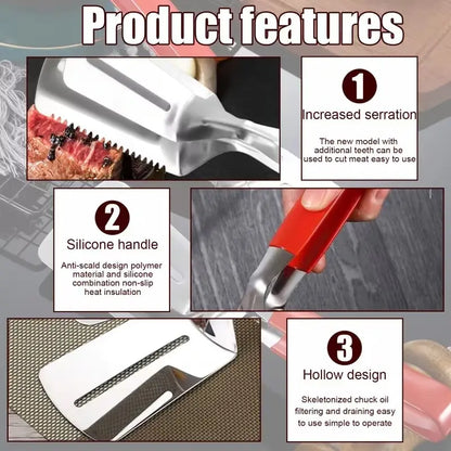 Serrated stainless steel grill tongs with non-slip silicone grip