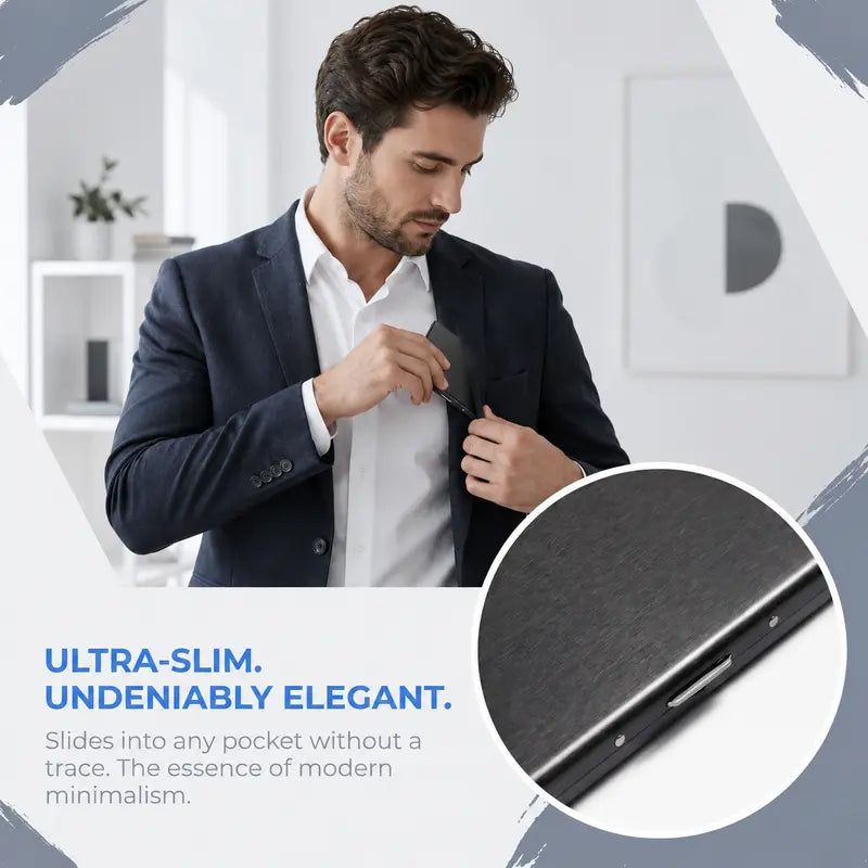 RFID Blocking Metal Card Holder - Ultra-Slim Stainless Steel Business Card Case, Secure ID Protector for Men | Travel & Gift