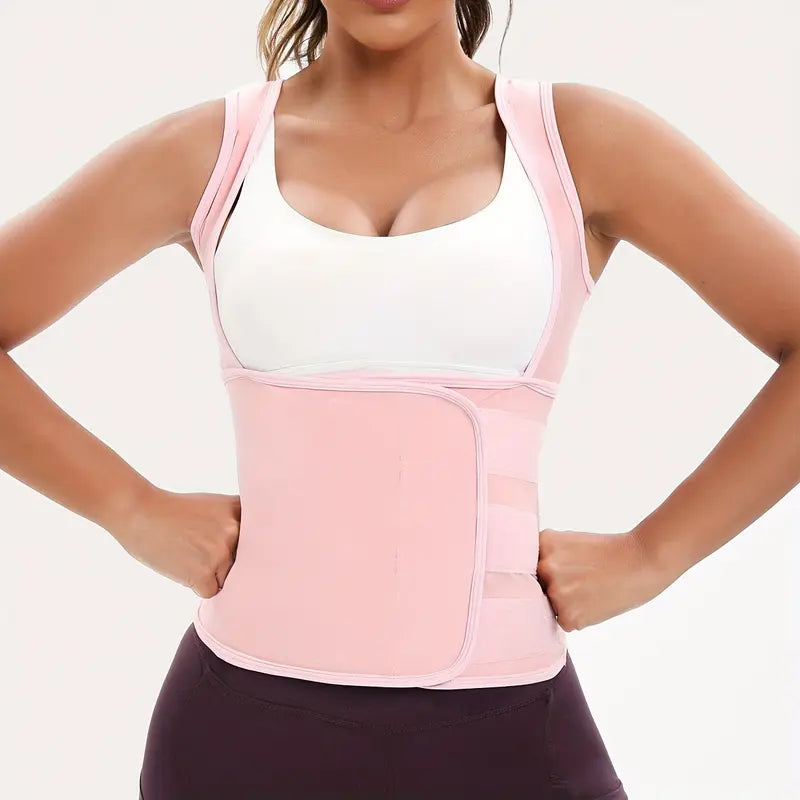 Black women's sauna suit waist trainer with tummy control