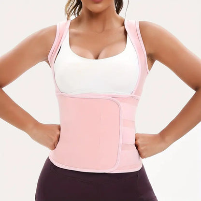 Black women's sauna suit waist trainer with tummy control
