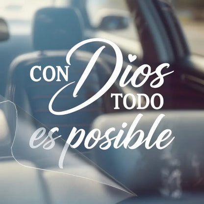 Con Dios Todo Es Posible Vinyl Decal - Spanish Faith Sticker for Cars, Laptops, Windows & More | Multiple Colors
