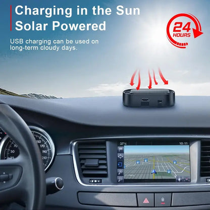 Solar-powered car alarm light with USB backup charging