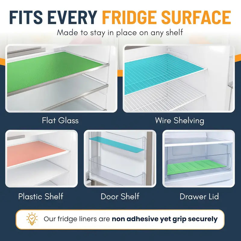 LMMAKE 12PCS Refrigerator Liner Mats - Trimmable Non-Slip Waterproof Fridge Shelf Liners