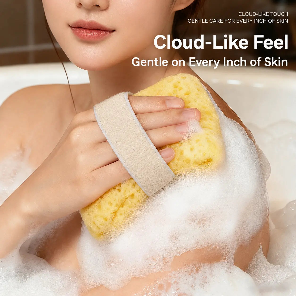 Soft Bath Sponge with Soap Pocket, Quick Foaming Shower Scrub Sponge for Smooth Skin & Daily Body Cleaning