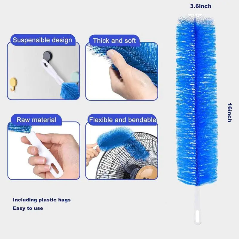 3-Pack Bendable Microfiber Fan Cleaner Brush – Reusable & Washable Duster