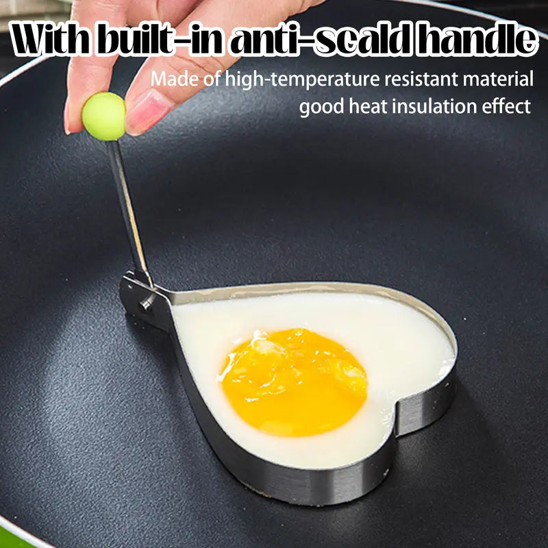 Stainless Steel Fried Egg Mold Rings 5-Piece Set with Anti-Scald Handle