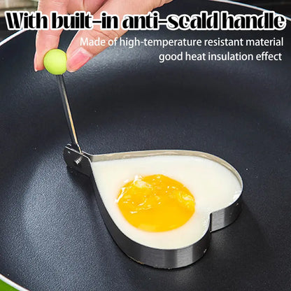 Stainless Steel Fried Egg Mold Rings 5-Piece Set with Anti-Scald Handle