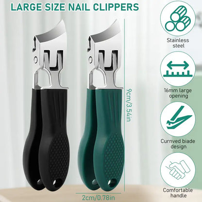 Three Sets of Eagle Beak Beveled Nail Clippers - Wide Jaw Opening Anti-Splash Slanted Nail Clipper, 25 Degree Oblique Nail Clipper, Ingrown Toenail Clippers for Thick Nails for Seniors