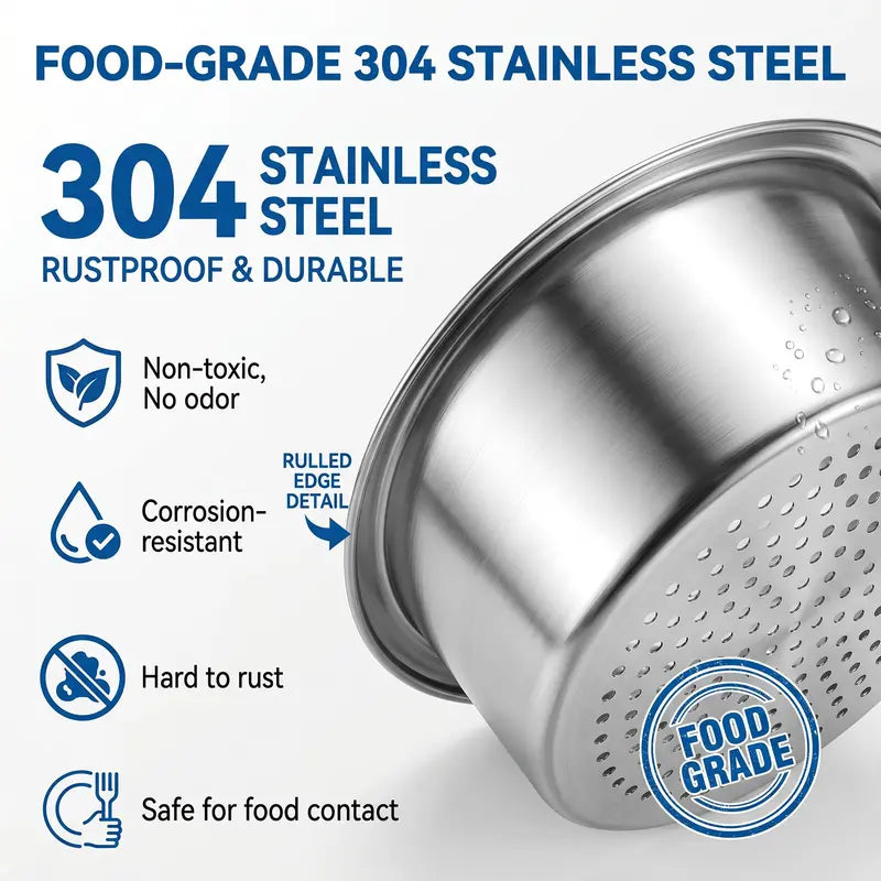 Stainless Steel Sink Strainer Basket with Integrated Hook – Multifunctional Drain Filter
