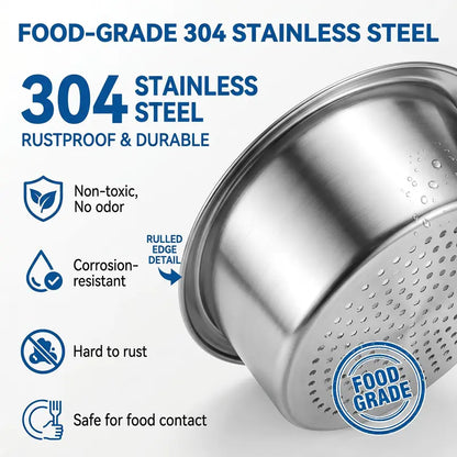 Stainless Steel Sink Strainer Basket with Integrated Hook – Multifunctional Drain Filter