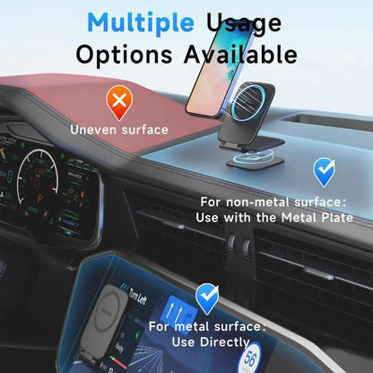 Magnetic Car Phone Mount – N52 Dual Magnet, 360° Rotation, Foldable Dashboard Holder for iPhone & All Phones