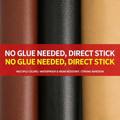 Leather Repair Patch Self Adhesive Leather Stickers for Car Seats Black Faux Leather Fabric for Upholstery Vinyl Seat Tape for Furniture, Couch Patch Kit for Cars Interior