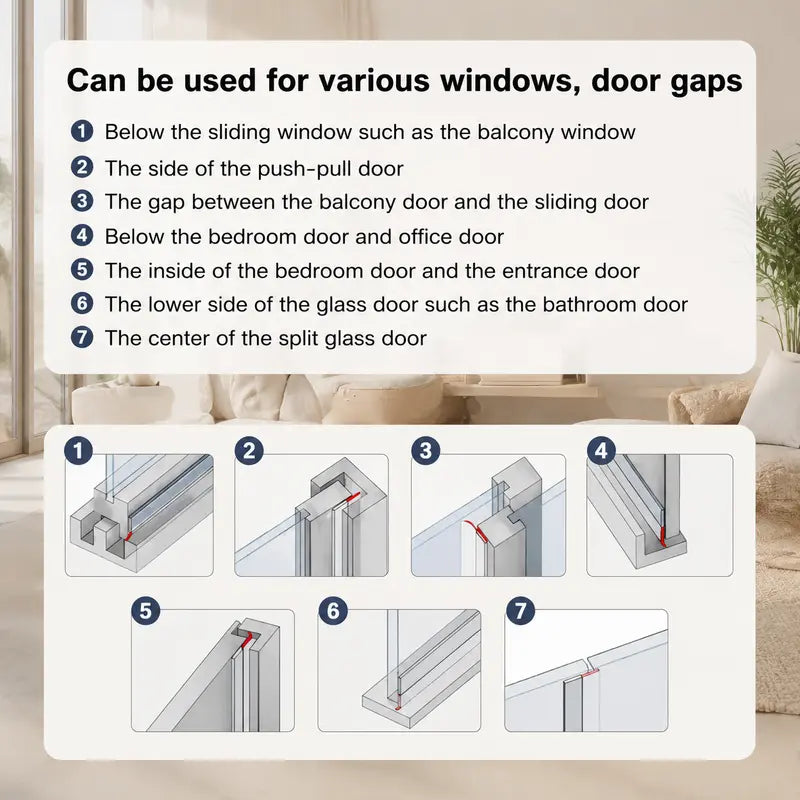 Self-adhesive sealing strip; windproof and heat-insulating tape; suitable for sealing doors, windows, and shower enclosures.
