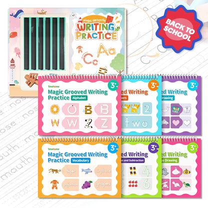 TIMETOME Magic Grooved Writing Practice Books for Kids 6-Book Set