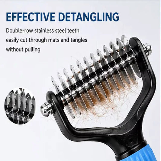 Double-Sided Pet Dematting Comb – Dog & Cat Hair Removal Grooming Brush