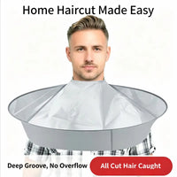 Black portable hair cutting cape with hair catcher bib