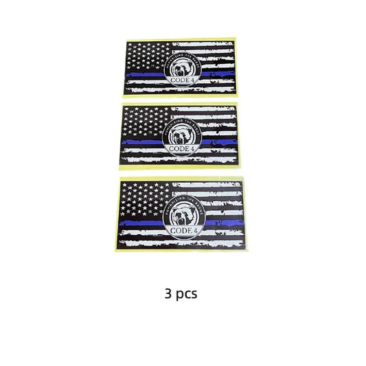 Code 4 Thin Blue Line Flag Sticker – Honor Respect Support, Weatherproof UV Fade-Resistant Vinyl| Car Truck Laptop Helmet | Back the Blue Cop Gift