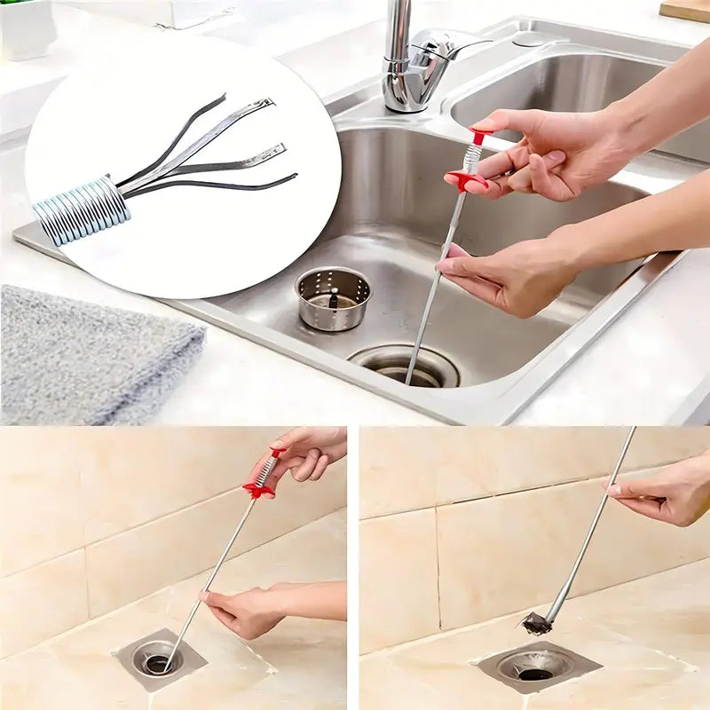 Flexible Grabber Claw Pick Up Reacher Tool with 4 Claws – 78.74 Inch Bendable Drain Snake