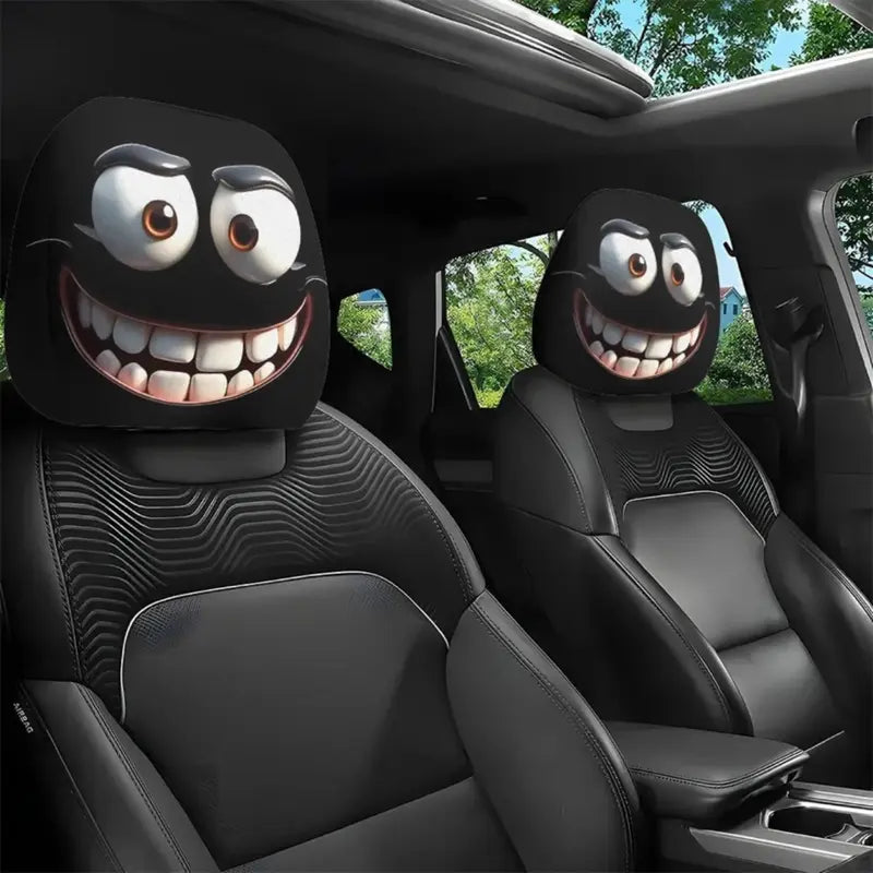 2 Pcs Red Devil's Eye Car Headrest Covers – Gothic Style, Washable