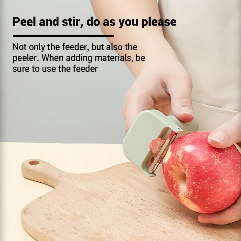 Peel and stir - built-in peeler peeling an apple