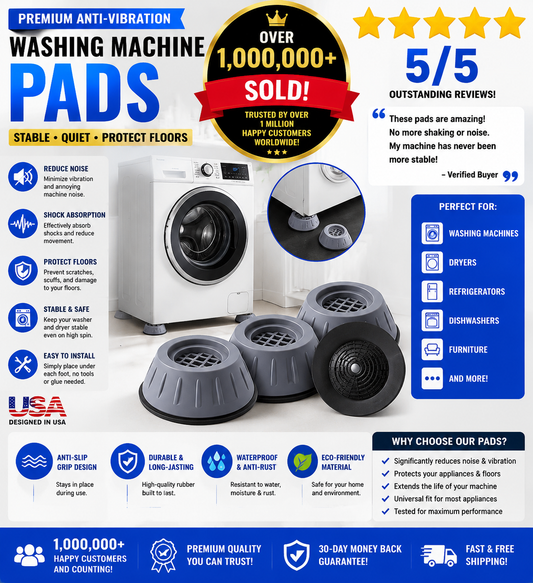 4-Piece Anti-Vibration & Noise-Reducing Pads for Washing Machines, Dryers & Refrigerators