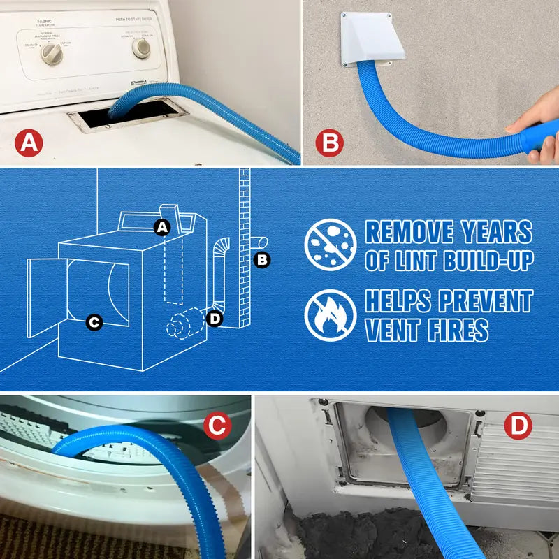 Sealegend Dryer Vent Cleaner Kit – Vacuum Hose Attachment with Stretch Universal Connector, Lint Remover Tool, Blue