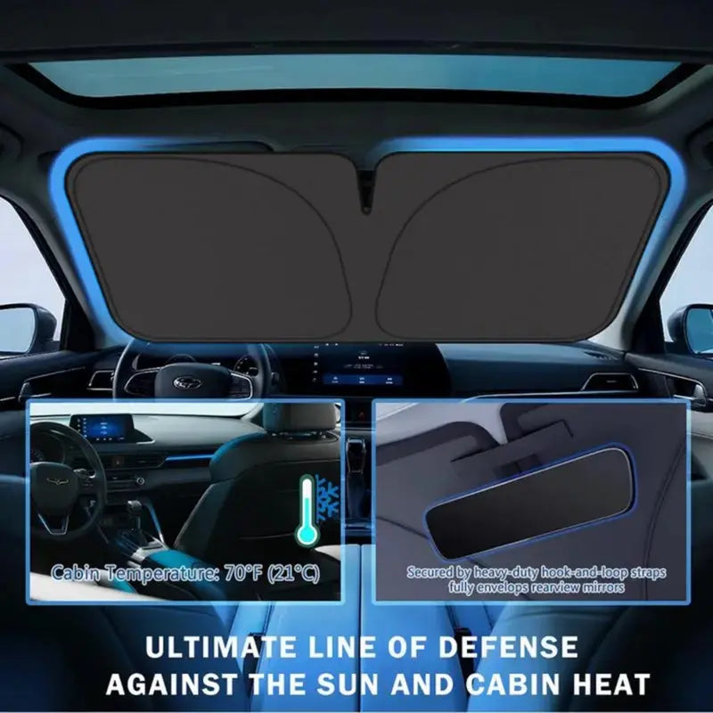 2PCS Holographic Car Windshield Sunshade – Foldable 99% UV Block, Triple-Layer Heat Shield | Universal Fit Sedan SUV Truck