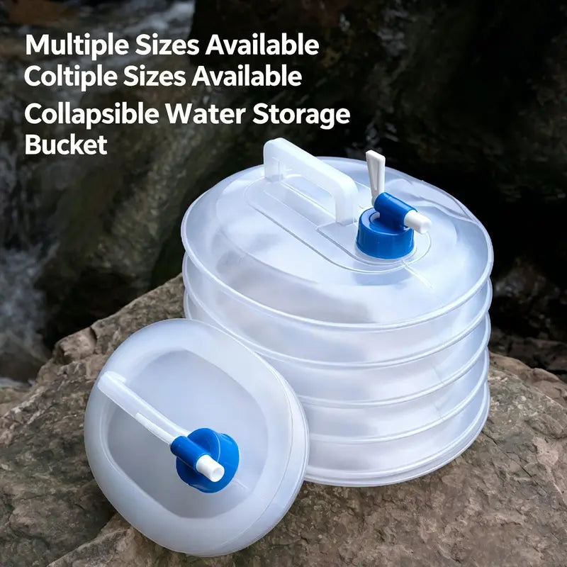 Collapsible Water Container with Faucet & Handle - Portable Camping Bucket for Outdoor