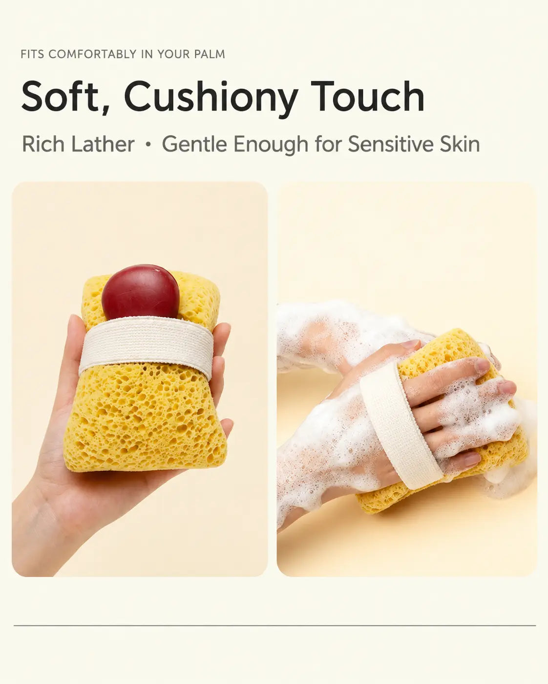 Soft Bath Sponge with Soap Pocket, Quick Foaming Shower Scrub Sponge for Smooth Skin & Daily Body Cleaning