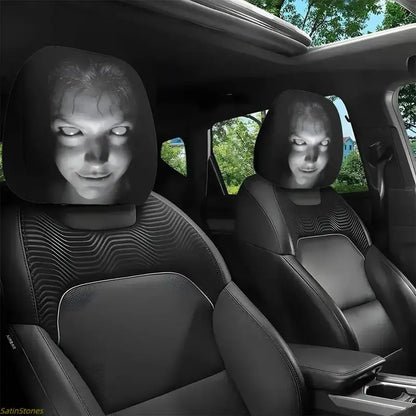 2 Pcs Red Devil's Eye Car Headrest Covers – Gothic Style, Washable