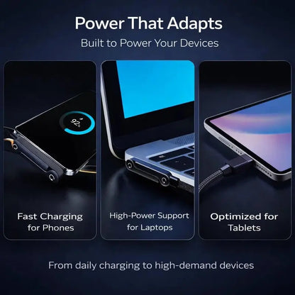 Invisible Stand Type-C Charger Cable – 240W Super Fast Charging 2-in-1 Charging Cord & Foldable Phone Holder for Gaming, Office, Car Travel, Black