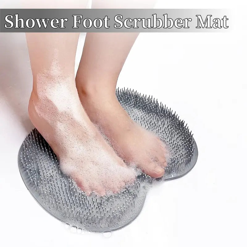 Silicone Shower Foot Scrubber Mat – Exfoliating Body Brush with Non-Slip Suction Cups, Wall-Mountable