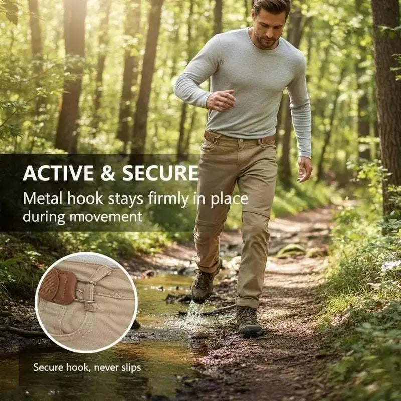 No Show Invisible Belt for Men & Women - Adjustable Non-Elastic Fabric Belt with Metal Hook for Jeans & Pants