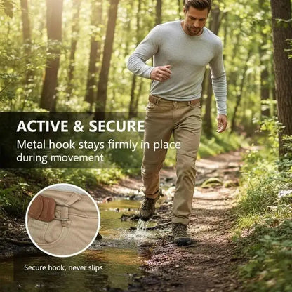 No Show Invisible Belt for Men & Women - Adjustable Non-Elastic Fabric Belt with Metal Hook for Jeans & Pants