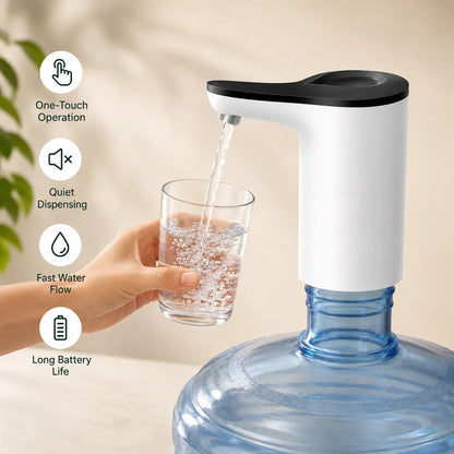 1 Count Smart Water Bottle Dispenser Pump, One-Touch Operation Low Noise Leak-Proof Design for Home Office Daily Use