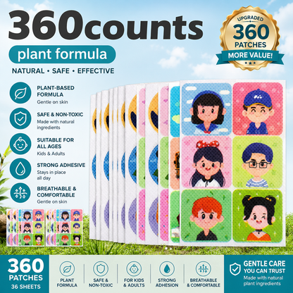 108-Count Mosquito Repellent Stickers for Kids – Cute Animal Design, Plant-Based Formula