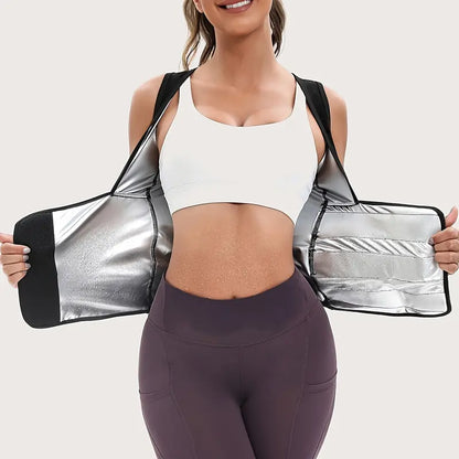Women's sauna suit waist trainer shown open from the front
